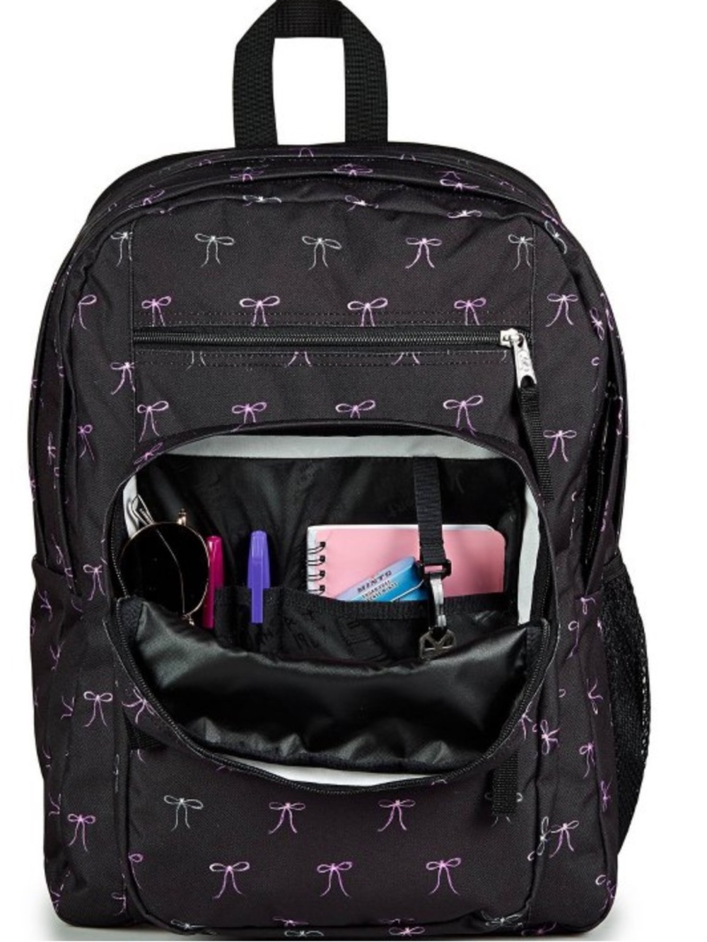 Jansport Big Student Cargo 17.5 backpack black with bows fits 15” laptop NWT - Picture 4 of 13
